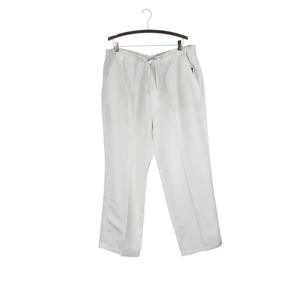 Cubavera Linen Blend Pants White Drawstring Casual NWT Mens Size XXL
